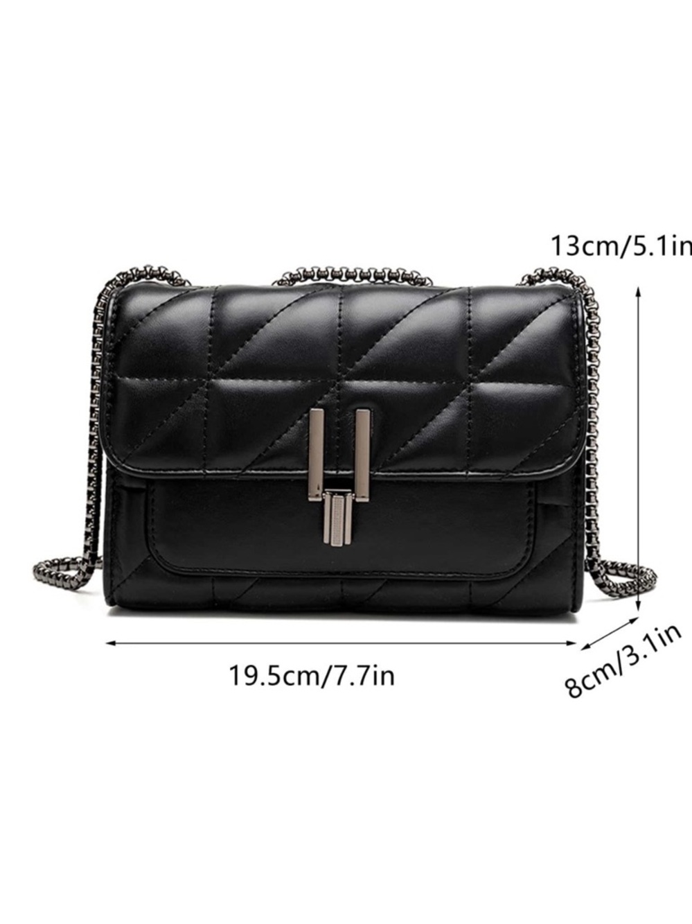 🌺 NewQuilted Chain Shoulder Bag in Black - Picture 4 of 8